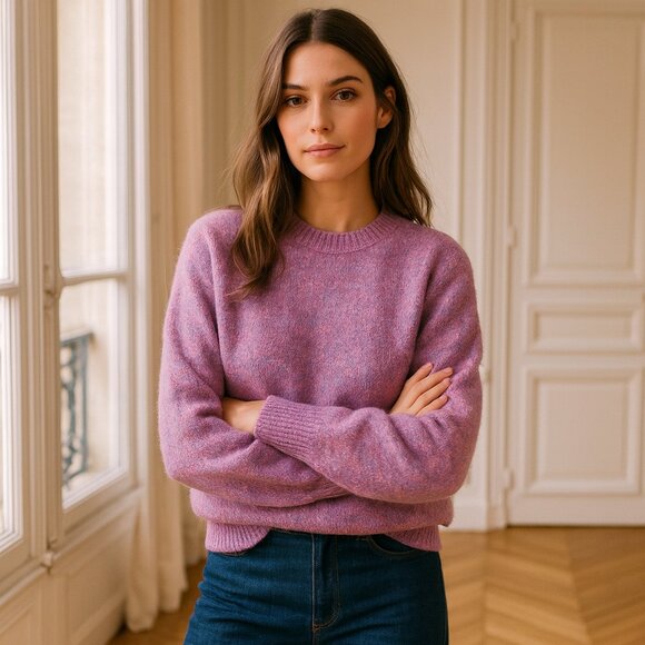 Ganni Women´s Alpaca-Blend Crewneck Sweater NWOT Rose...
